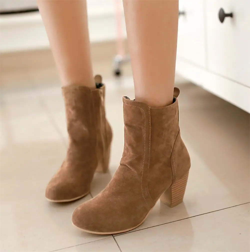 

Sarairis 2020 Plus Size 43 Top Quality Retro Slip On Woman Shoes High heel Western Boots Women Vintage Ankle Boots Female