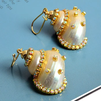 

New Arrival ZA Conch Drop Earring Wholesale Fashion Trend Crystals Long Earrings Jewelry Accessories For Women