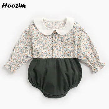 

Beauty Flare Long Sleeve Front Button Jumpsuit Infant Cute Turn Down Collar Print Flower Rompers Newborn Nice Baby Girl Clothes