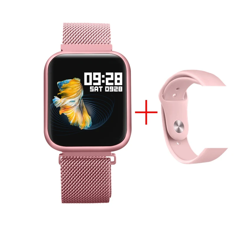 P80 Смарт-часы для женщин P68 P70 обновленная версия IP68 Водонепроницаемые Смарт-часы пульсометр кровяное давление для IPhone samsung huawei - Цвет: P80 pink