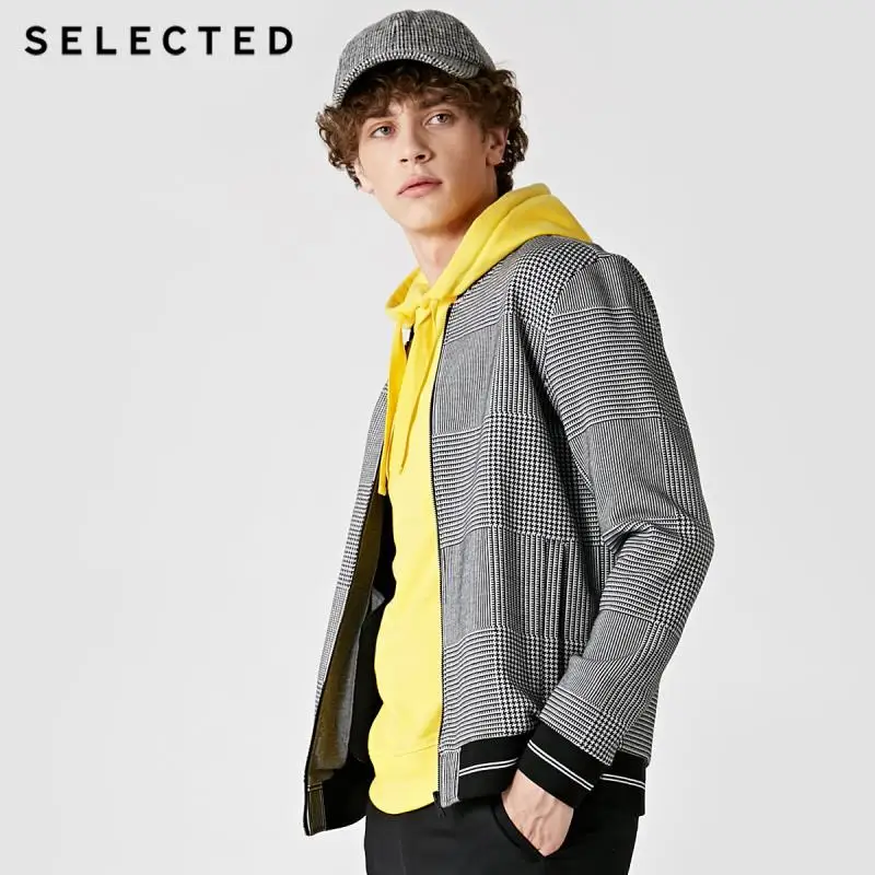 

SELECTED Men's Spring & Autumn Plaid Baseball Jacket C|41844D513