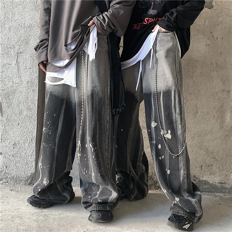 Размера плюс больше размера d мешковатые в стиле панк хип-хоп джинсовые свободные брюки для женщин и мужчин уличные джинсы хараюку широкие свободные брюки бойфренд