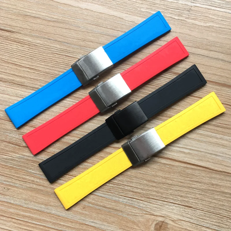 

Top Quality 22mm 24mm Black Yellow Red Blue Rubber Watch band For Breitling Strap NAVITIMER WORLD Avenger navitimer bracelet