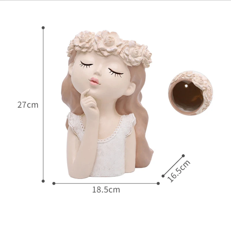 Resin Vase Creative Girl Sculpture Fake Flower Flower Arrangement Vase Succulents In Pots Home Desktop Decoration Exquisite Gift 6