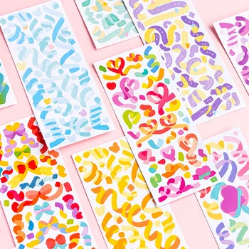 

Mohamm 3 Sheets Rainbowsky Series Stickers Decoration Colorful Hand Account DIY Material