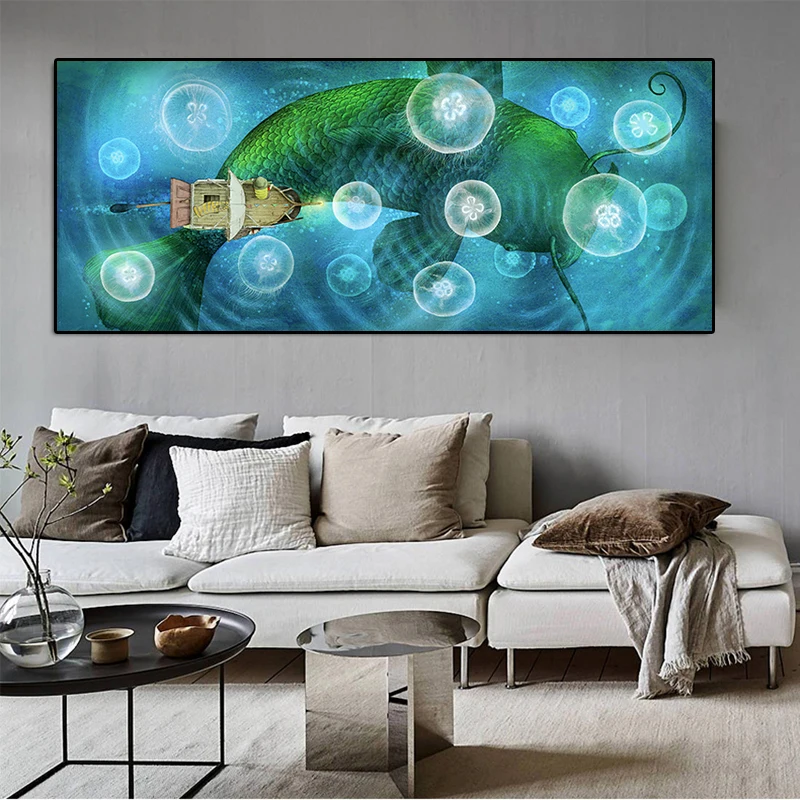 

Modern Wall Art Canvas Painting Animal Posters and Prints Colorful Fish Wall Pictures for Living Kids Room Cuadros Home Decor