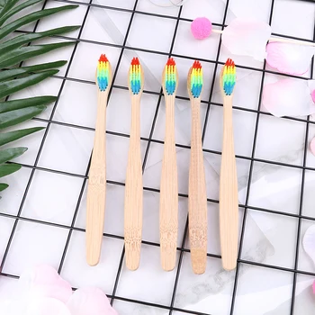 

Wooden Rainbow Bamboo Soft Bristle Head Toothbrush Environment Toothbrush Oral Care