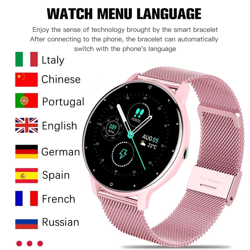 2021 New Women Smart Watch Real-time Weather Forecast Activity Tracker Heart Rate Sports Ladies Smart Watch Men For Android IOS
