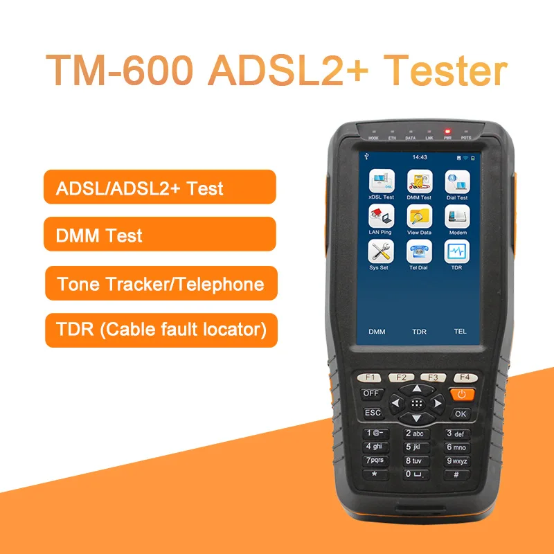 

DHL Free Shipping All-in-on TM-600 ADSL2+ Tester / ADSL Test / DMM Test / xDSL Tester TDR Function 6600mAh Li-ion battery