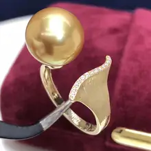 Ювелирные украшения 14K розовое золото натуральный океан золотые кораллы 11-12 мм кольца для женщин тонкие кольца с жемчугом