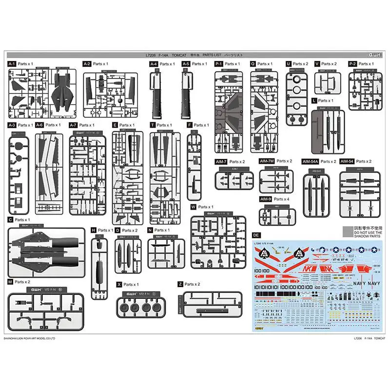 GreatWall L7206 1/72 весы F-14 Tomcat “VF-1 Волк пакет” новая модель