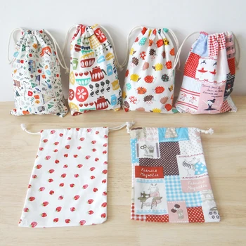 

3 Pcs Cotton Animal Printed Storage Bag Kids Toy Pocket Drawstring Canvas Anti-Dust Cloth Household Sundries Candy Gift Bags