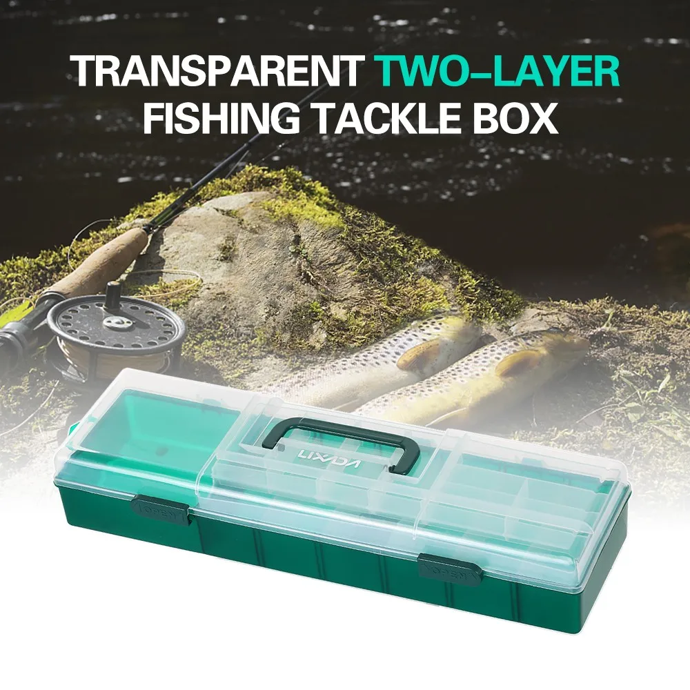 2 Layer Visible Clear Tackle Box Fishing Lure Bait Hooks Fishing Accessory Storage Box Case Container