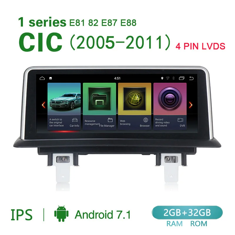 10,2" ips 8Core Android 9,0 автомобильный dvd-радиоплеер для хэтчбеков BMW серий 1 120i E81 E82 E87 E88 CCC CIC автомобильный мультимидийный навигатор навигации 4G - Цвет: 7.1 4Core  2 32G CIC