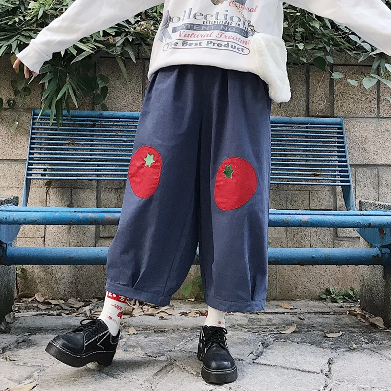 Joinyouth в Корейском стиле Штаны с милым клубничным принтом свободные Pantalon Femme аппликации Harajuku модные тренировочные штаны Штаны Для женщин весенние штаны с эластичной резинкой на талии, 221