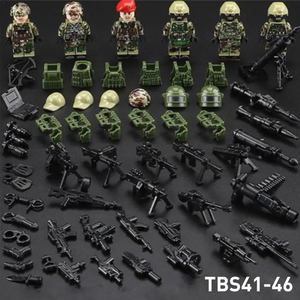 TBS41-46 развивающие составное здание блоки игрушки Pecial полицейские военные человек спецназ мультфильм куклы для детей