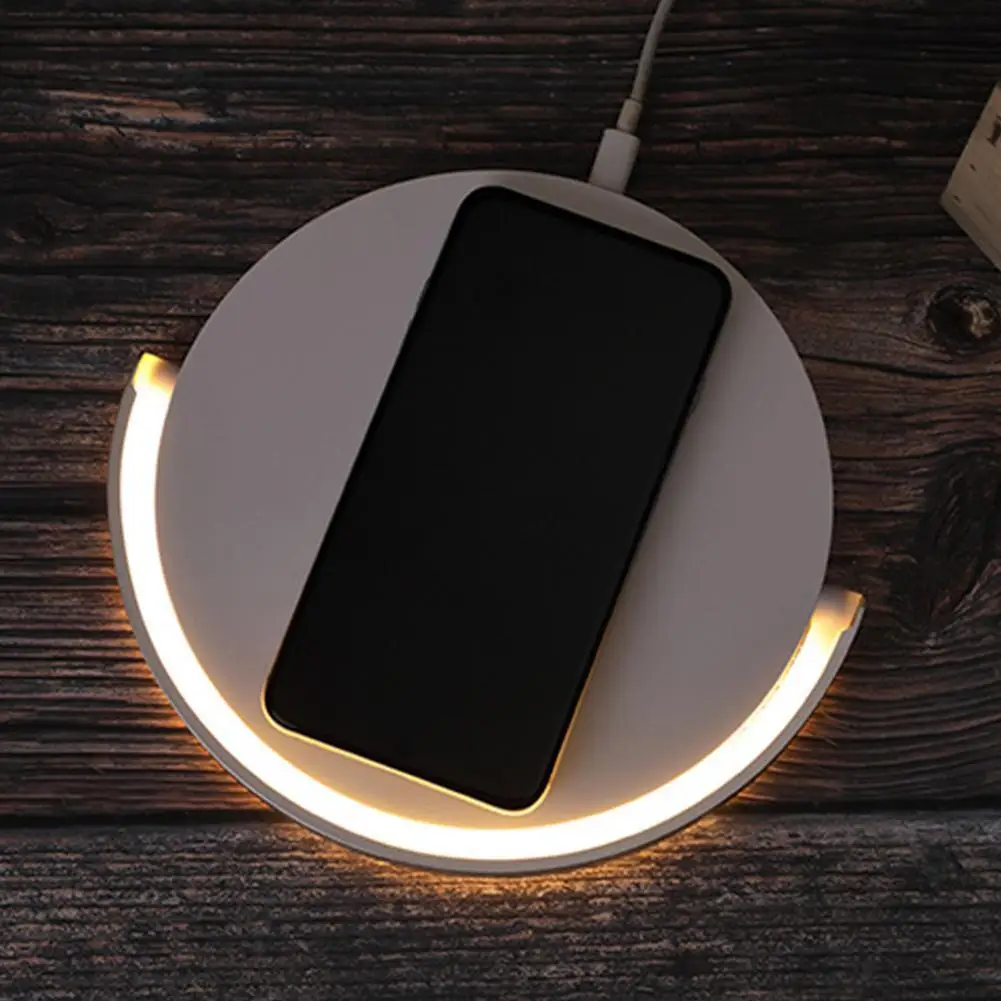 Беспроводное зарядное устройство для Iphone X 8 8 Plus, креативный цветной светодиодный ночник, прикроватный светильник, держатель для телефона