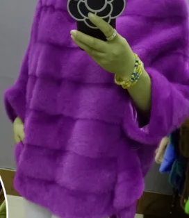 purple zipper Женская натуральная норка, пальто с мехом, полосатый кардиган на молнии, верхняя одежда - Цвет: purple zipper