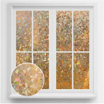 

Rabbitgoo Self-Adhesive Privacy Window Film Grayish Brown Rainbow Window Film Stained Glass Window Films Decorative Window Cling