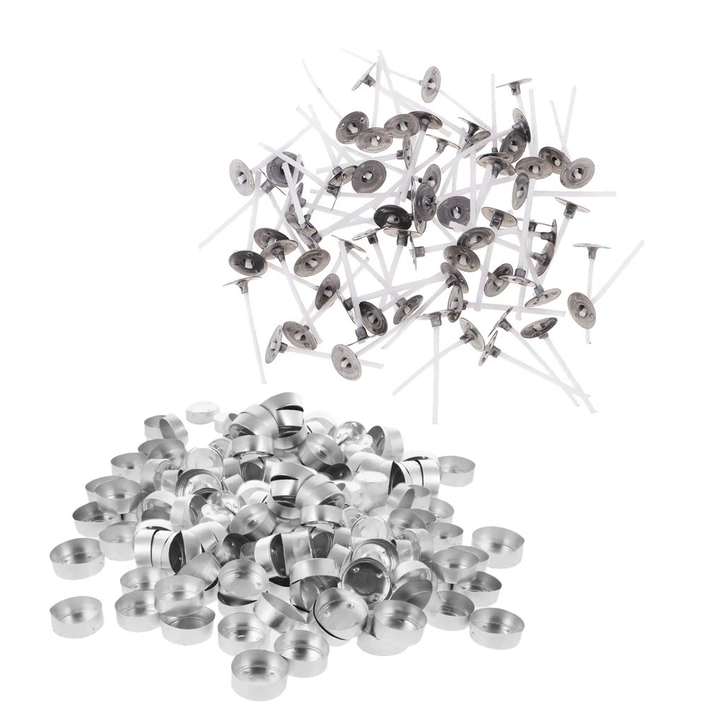 400pcs Aluminium Tea Light Holders Case Containers +3cm Candle Wick DIY Tealight Candles Cups Craft Candle Making Supplies
