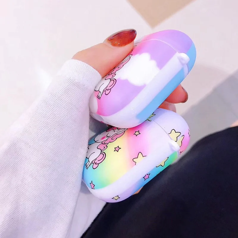 Милый единорог Печать Мягкий силиконовый чехол наушники для Apple Airpods Bluetooth беспроводные наушники защитная кожная крышка коробка