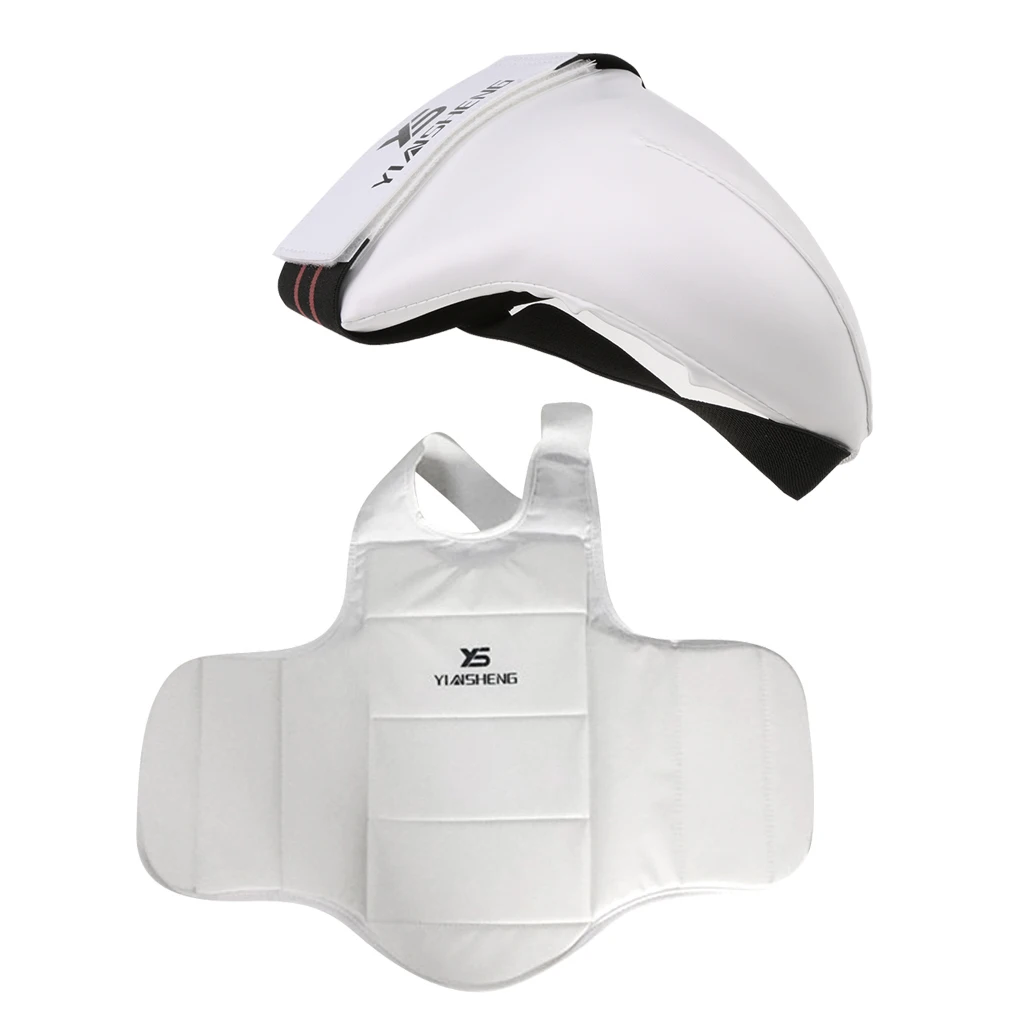 Muay Thai Chest Guard Body Shield Padded MMA Boxing Taekwondo Chest Protector + Groin Guard