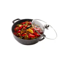 Panairo "Harfe" Сотейник 28 см СО СТЕКЛЯННОЙ КРЫШКОЙ, литой алюминий