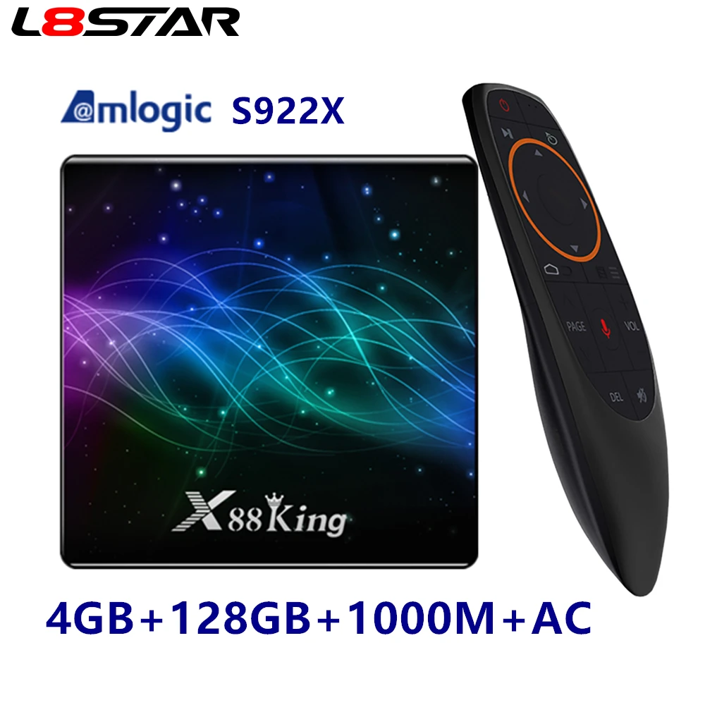X88 King 4 ГБ 128G Amlogic S922X четырехъядерный Android 9,0 tv BOX 5G двойной Wifi BT5.0 1000M USB3.0 4K H.265 Smart Android tv BOX