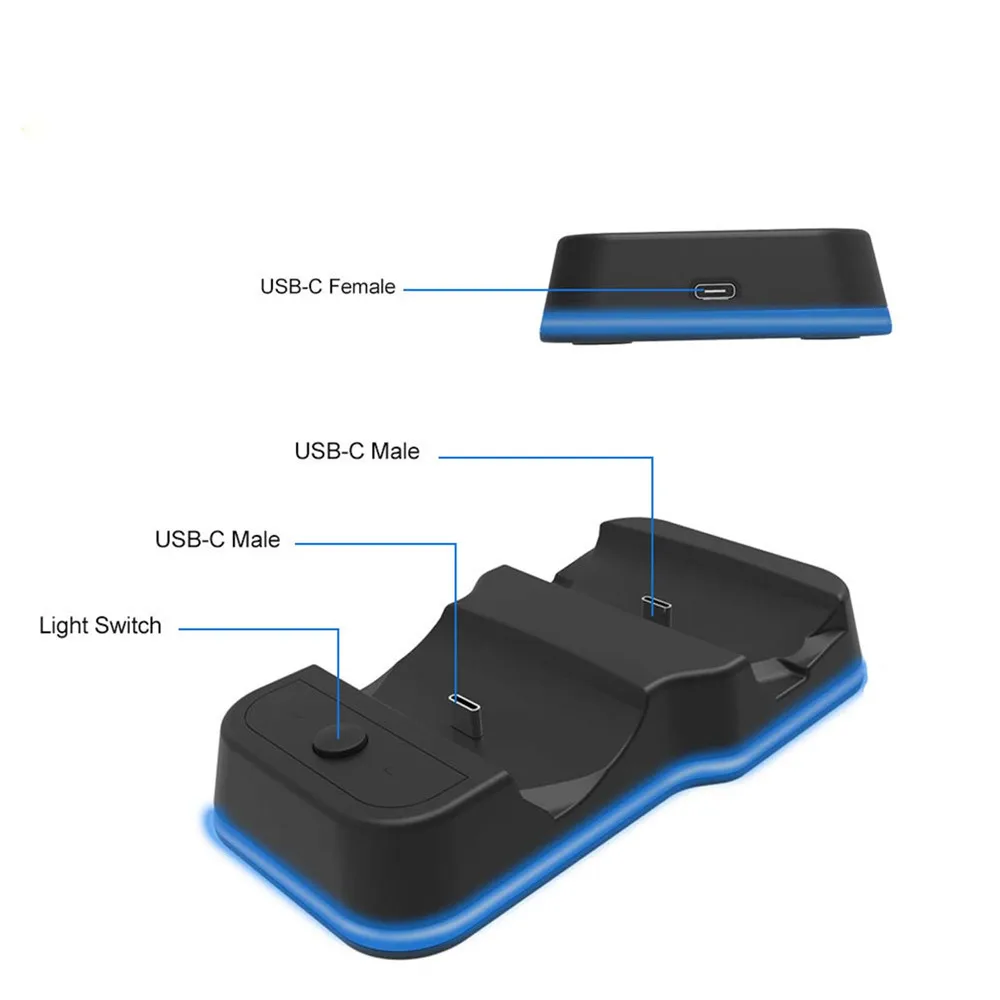 Dual Ports Charging Charger Dock for Nintend Switch Pro Game Controller Charging Base Stand Station Holder with LED Indicator
