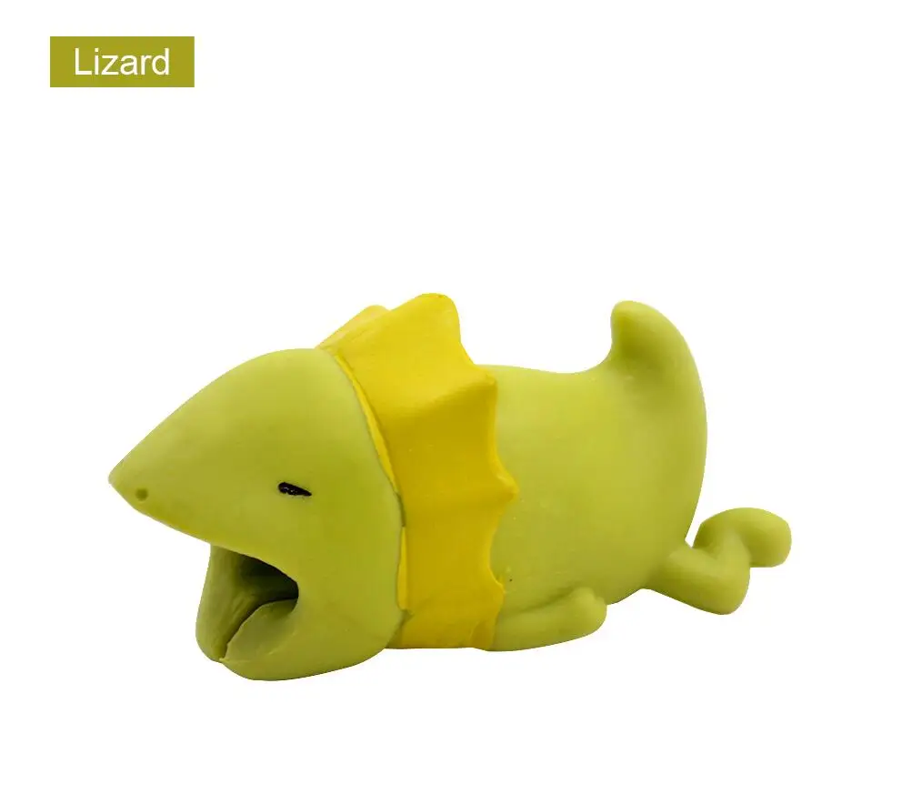 Lizard CHIPAL Симпатичные укусы животных кабель протектор для iPhone Дата-кабель USB Winder Chompers мультфильм кукла модель укуса Органайзер держатель для телефона - Цвет: Lizard
