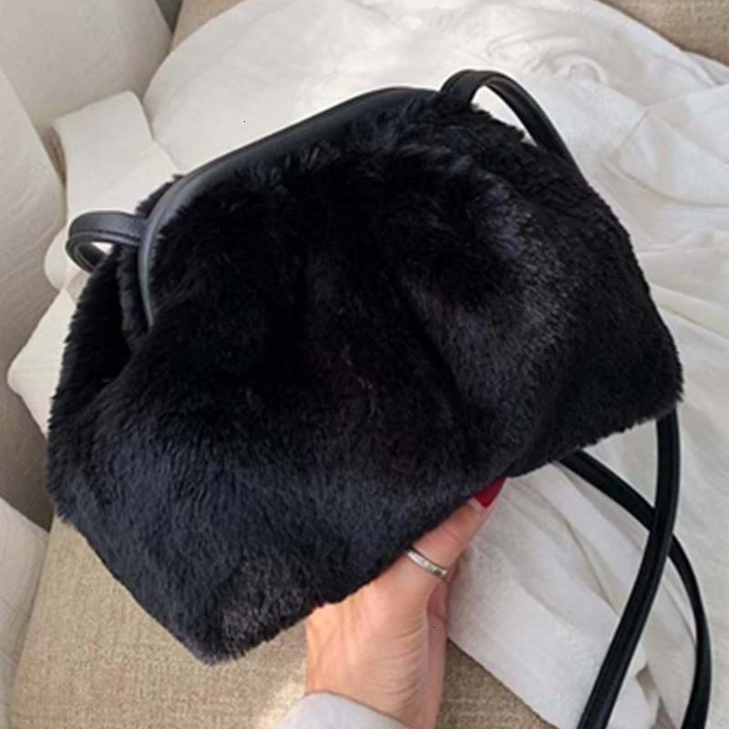 Модный Элегантный облачный женский клатч в форме багета, плиссированная сумка на плечо, сумка-мессенджер для телефона, Милая женская сумка через плечо - Цвет: Черный