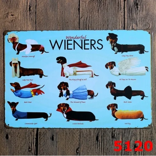 Tachshund Dog Wonderful Wieners винтажный оловянный постер для паба Настенный декор