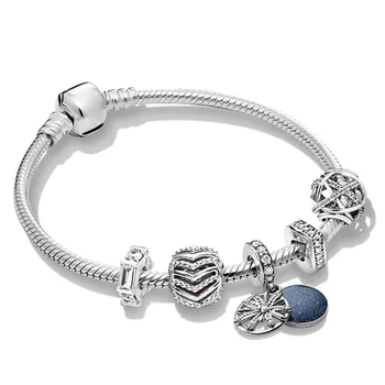 

NEW 100% 925 Sterling Silver 2019 Brand New Wishes ZT0249 Stylish Wish Charm Fireworks Hanging Charm String Bracelet Gift Set