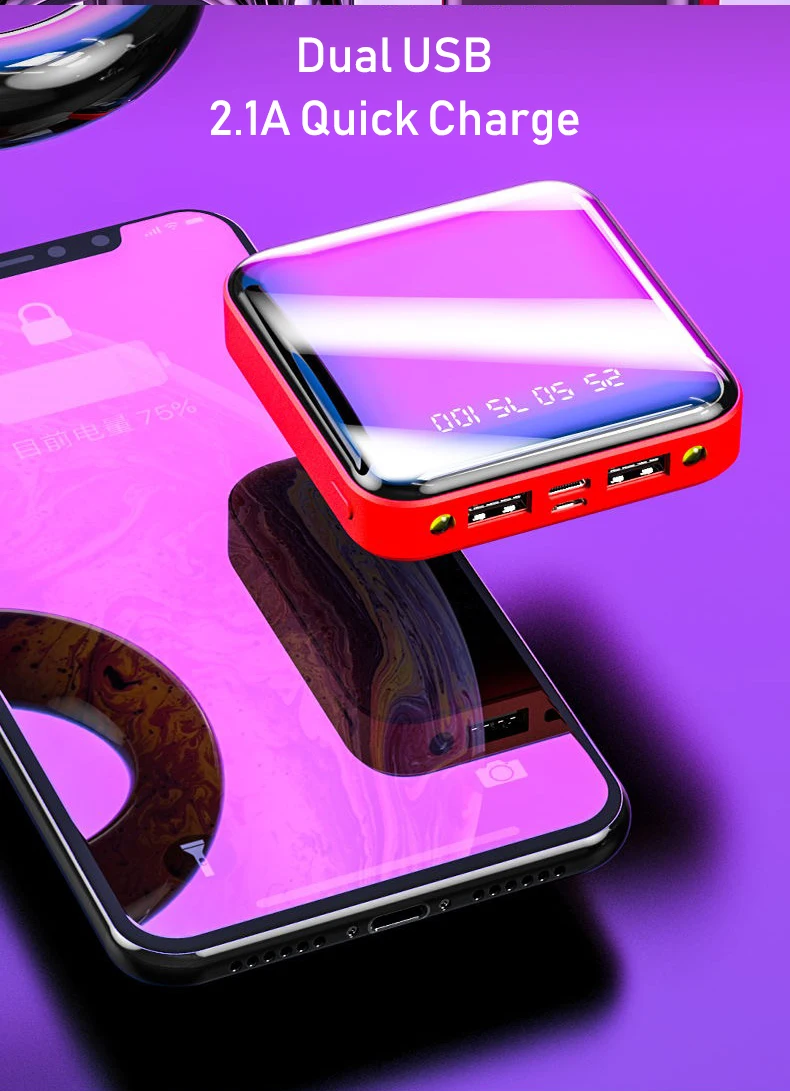 Мини-внешний аккумулятор 30000 мАч для iPhone XS MAX power Bank Pover bank зарядное устройство с двумя usb-портами Внешнее зарядное устройство для samsung S10