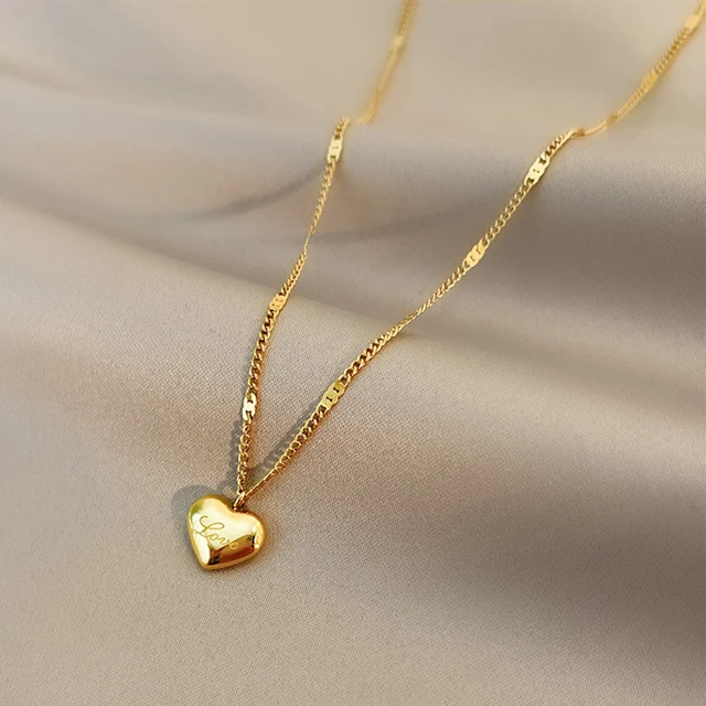 XIYANIKE 316L Stainless Steel Gold Color Love Heart Necklaces For Women Chokers 2021Trend Fashion Festival Party Gift Jewelry 1