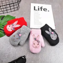 Focusnorm/Детские теплые зимние вязаные перчатки для мальчиков от 3 до 10 лет толстые полные варежки с прорезями для пальцев уличные Мультяшные перчатки