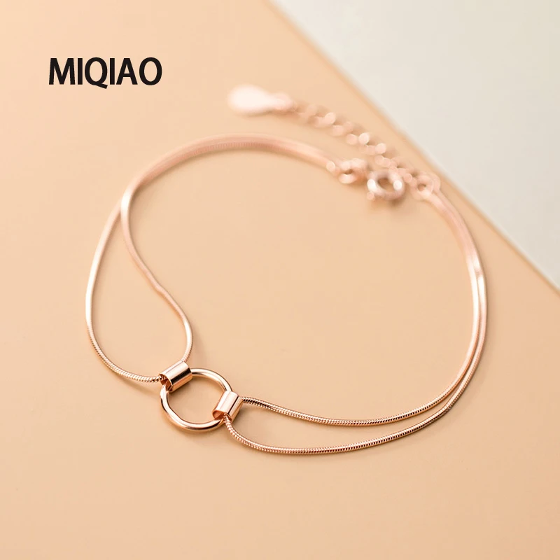 MIQIAO 925 пробы Серебряная Подвеска для женщин браслеты на руку Женские Простые