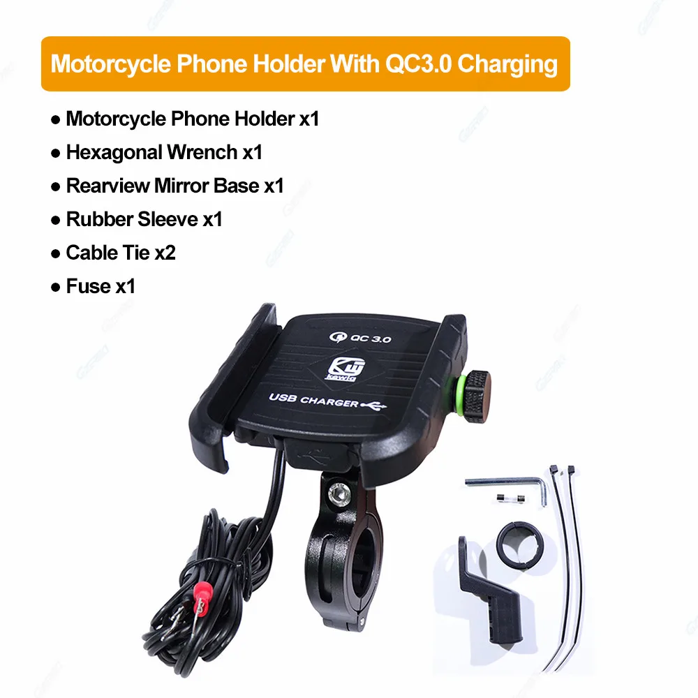 carregador usb montagem telefone para moto atv guiador espelho gps suporte