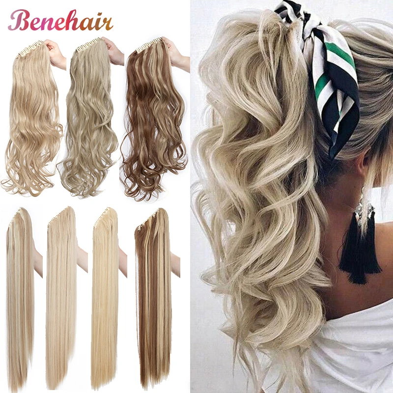 BENEHAIR искусственный конский хвост коготь на длинные волнистые клип в наращивание