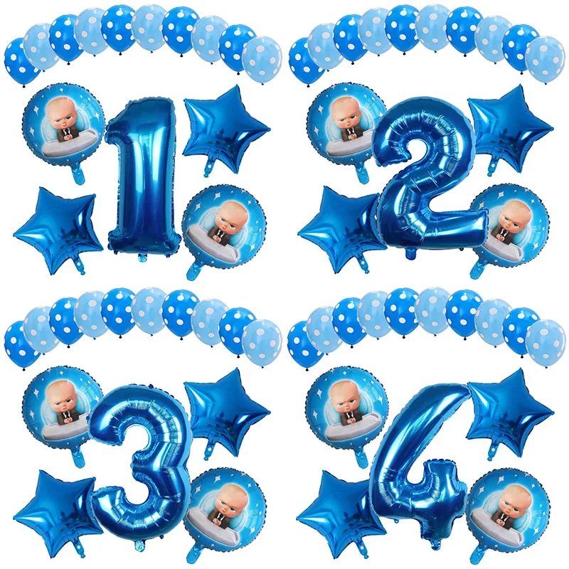 15Pcs Baby Boss Theme Balloons Set 30Inch Number Air Globos Home Children's Birthday Party Decorations Accessories Kids Toy Gift