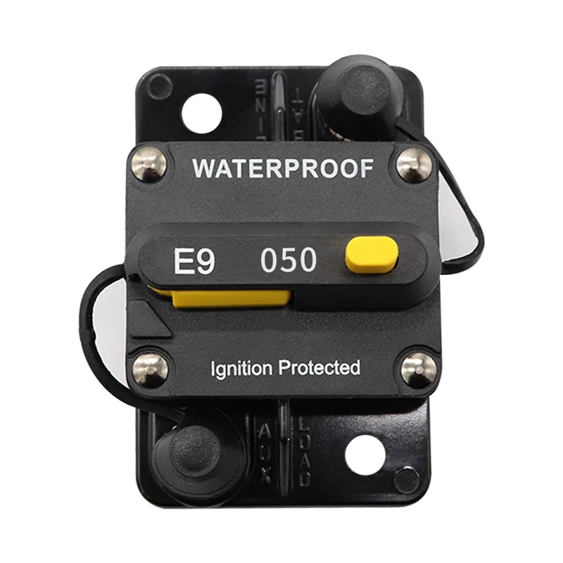 

50A Amp Car Auto Audio Marine Boat Audio Circuit Breaker DC 12V/24V/48V Waterproof Circuit Breaker Reset Fuse Inverter