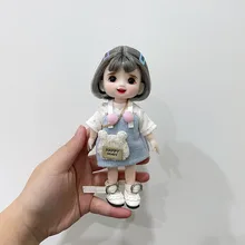 

1/8 BJD Doll 16cm Height Girl Dolls with Moveable Outfits Short Hair Wig Cute Face Makeup Kids Toys