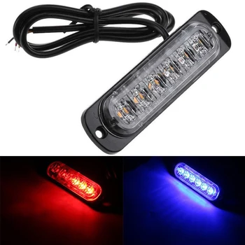 

Universal 12v/24v Ultra Thin Led Flashing 6Led Grille Strobe Warning Light Ultra-thin Warning Lamp Motorcycle Strobe Light