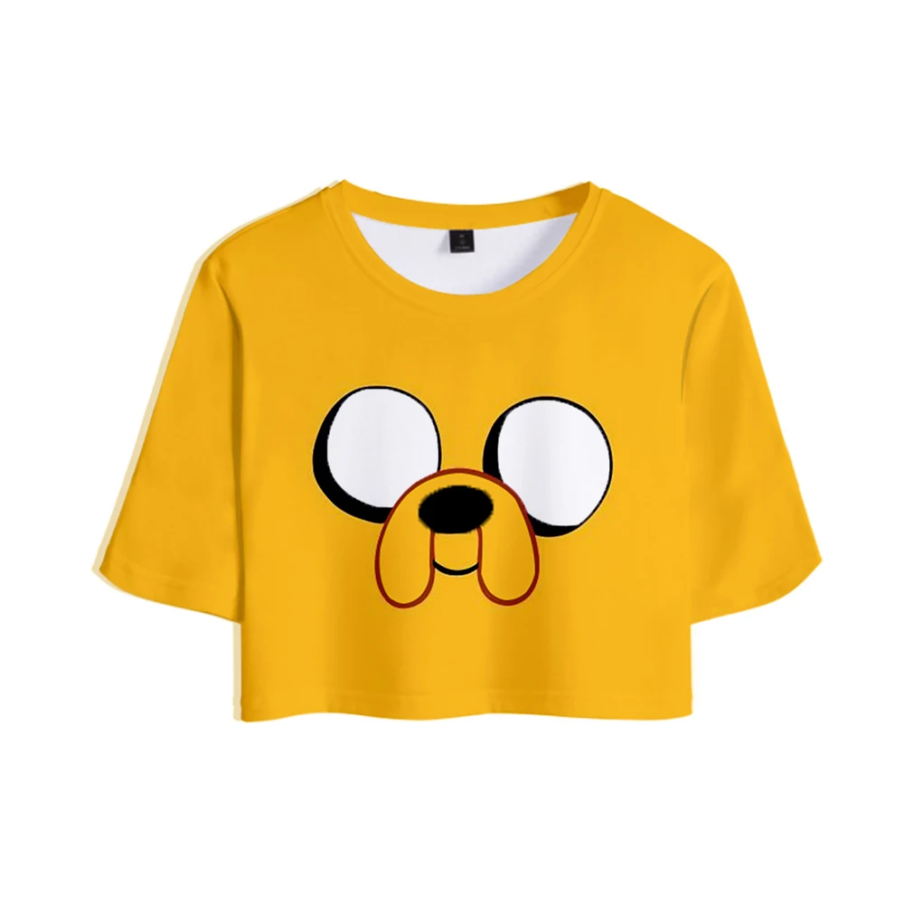 Футболка с коротким рукавом и принтом Adventure Time Midriff baring сексуальная женская