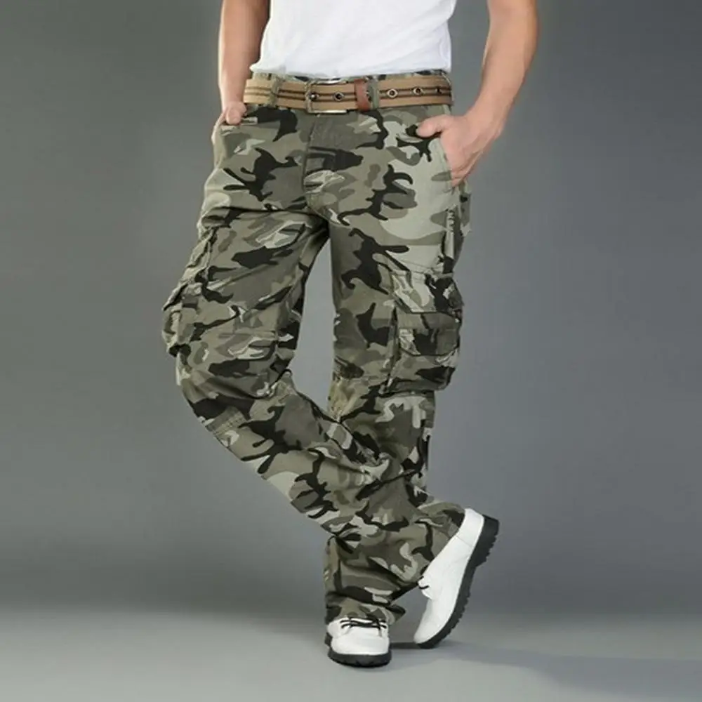 Мужские брюки Карго повседневные Hombre Хлопок Осень камуфляж, Военный стиль плюс размер брюки для бега уличная Мужская посадка MOOWNUC