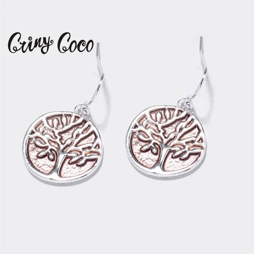 Cring Coco 2020 Tree of Life Pendant Earrings for Women Fashion Enamel Handmade Alloy Drop Dangle Earring Girl's Birthday Gifts |