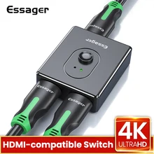 Essager hdmi-interruptor divisor compatível 4k 2.0 hdmi-switcher compatível 1x2 / 2x1 adaptador 2 em 1 para fora conversor para ps4 caixa de tv hd