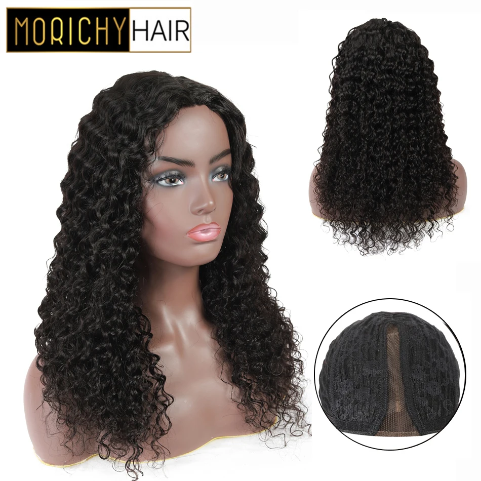 

Morichy Deep Wave Part Lace Wigs Malaysian Non-Remy Real Human Hai 150% Density Full Wigs Natural Black Glueless For Female