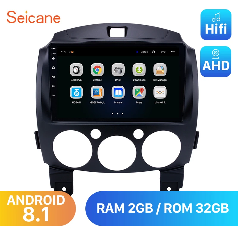 Meilleur Seicane Android 8.1 pour MAZDA 2 Jinxiang DE troisième génération 2007 2013 2014 autoradio GPS 9 \