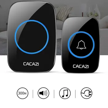 

CACAZI New Wireless Doorbell Waterproof 300M Remote EU AU UK US Plug smart Door Bell Chime battery 1 2 button 1 2 3 receiver AC